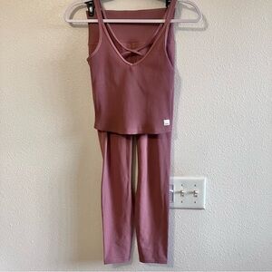 Vuori Rib studio legging & Rib Crop Tank Marsala top & pants set sz XS worn once